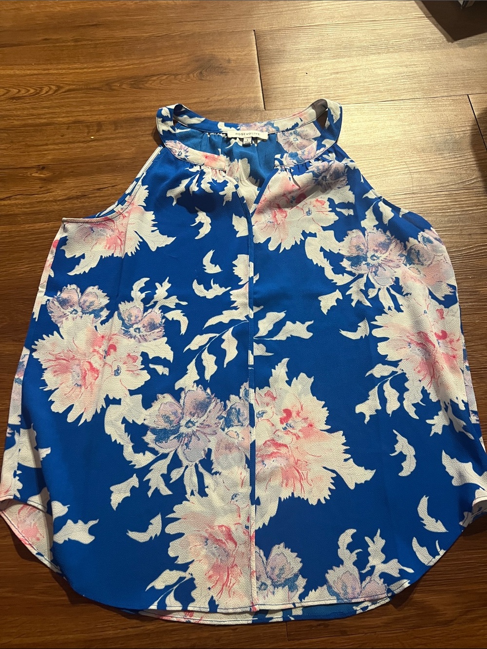 Rose & Olive Royal Blue Floral Halter Camisole